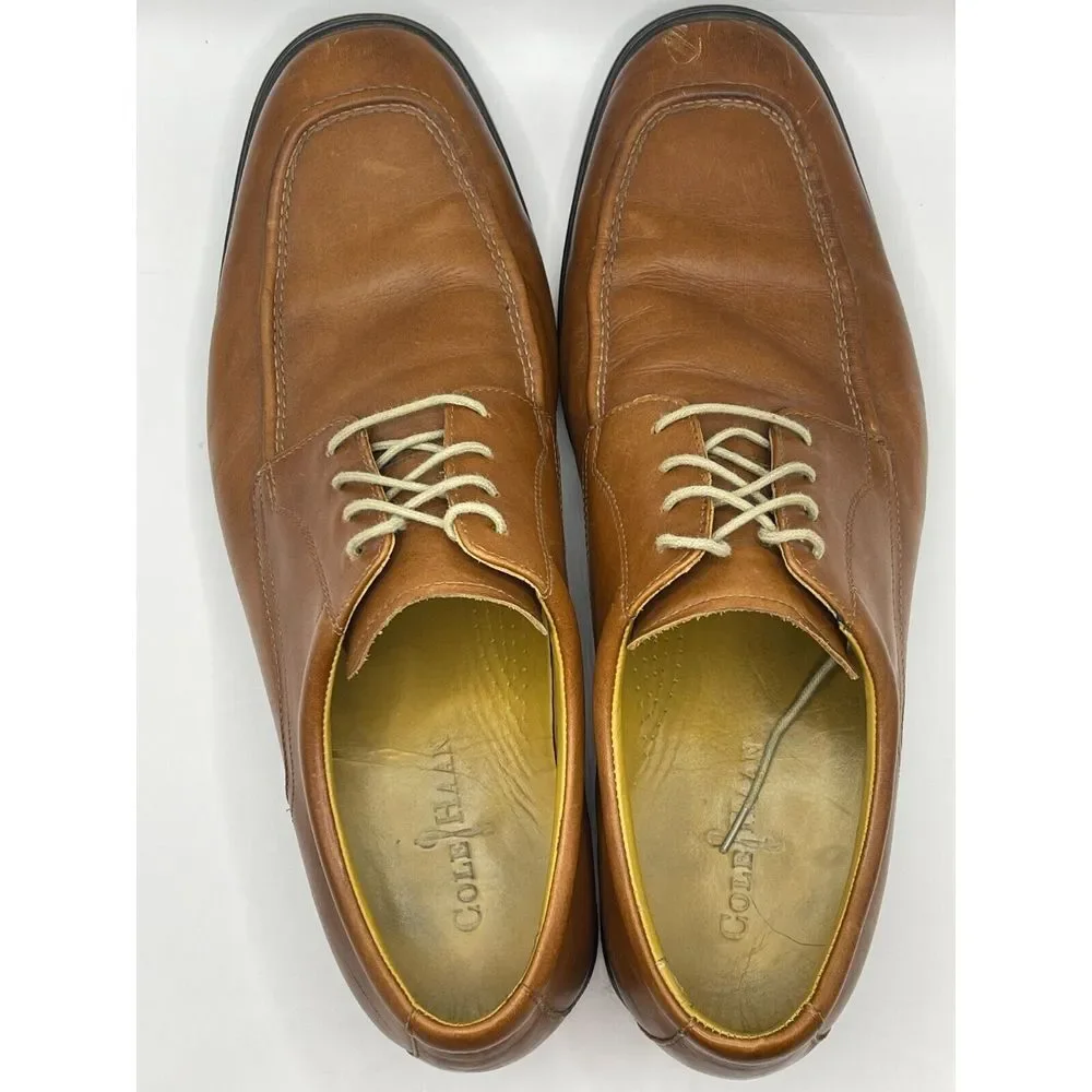 Cole Haan Men's Leather Oxford Dress Shoe Sz 13M Brown‎ Lace Up Apron Toe C09282